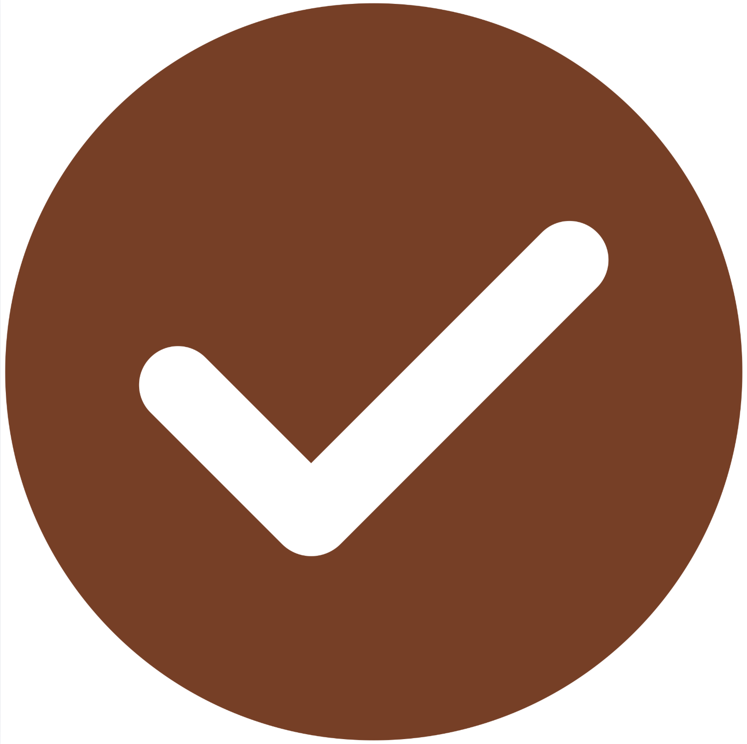 Brown circle with a white check mark in the center