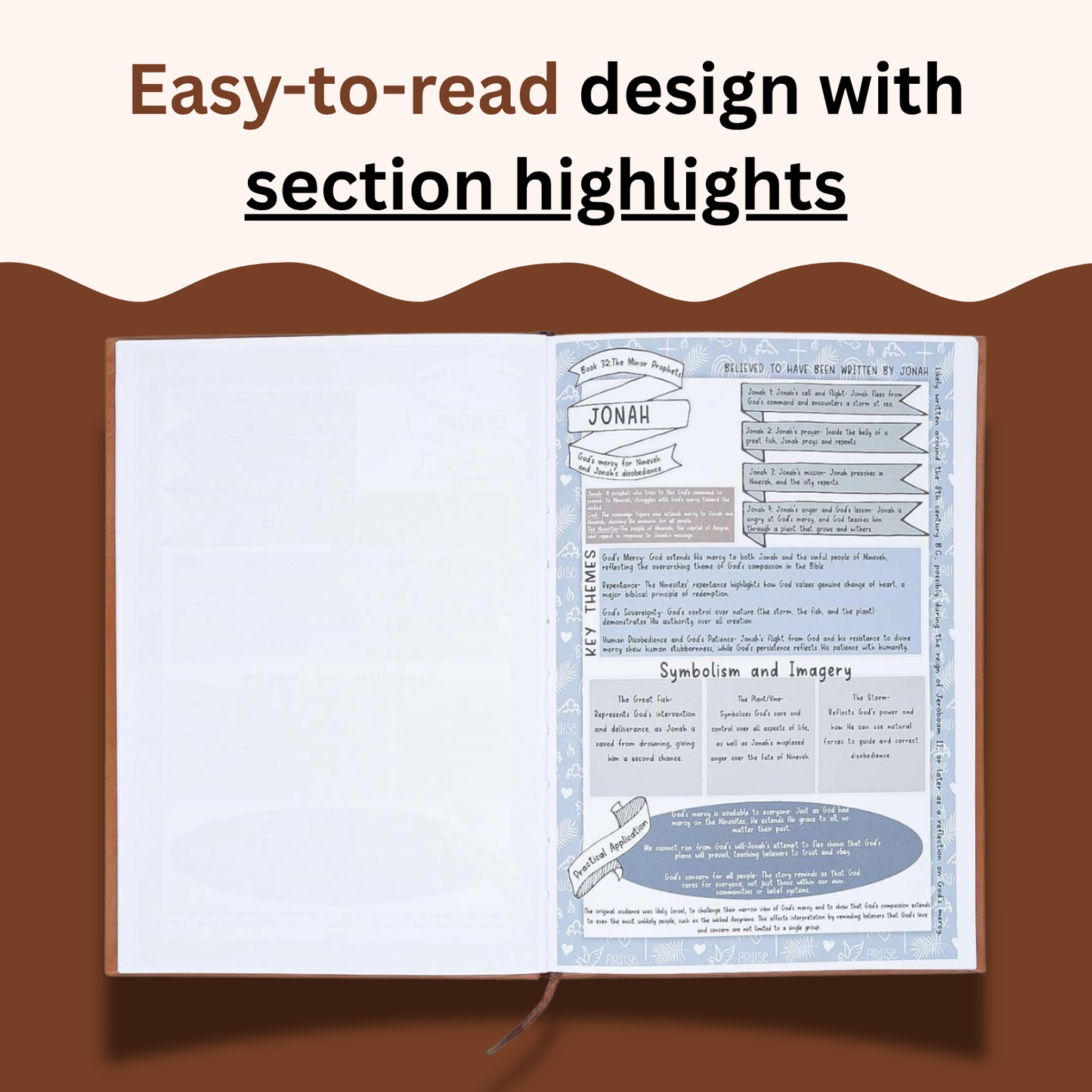 Bible Study Guide - easy to read design with section highlights